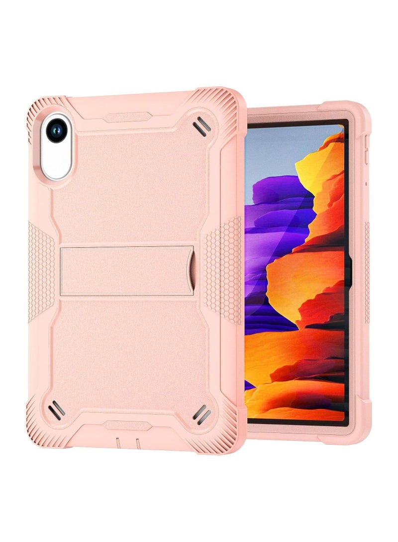 حافظة أطفال متوافقة مع Xiaomi Redmi Pad 2/ Redmi Pad SE 11 بوصة 2025، 3 في 1 هجين مضاد للصدمات غلاف سيليكون جل واقي للتابلت مع قاعدة مدمجة (ذهبي وردي)